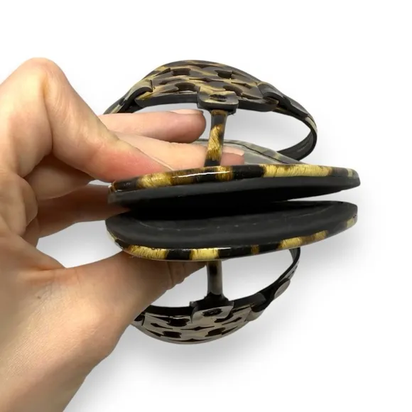Tory Burch Patent Leather Leopard Slip On Miller Thong Sandal Black 7 Women’s