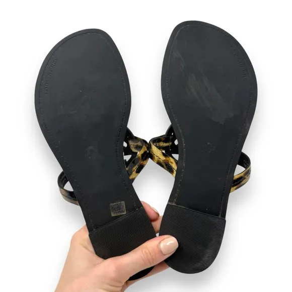 Tory Burch Patent Leather Leopard Slip On Miller Thong Sandal Black 7 Women’s