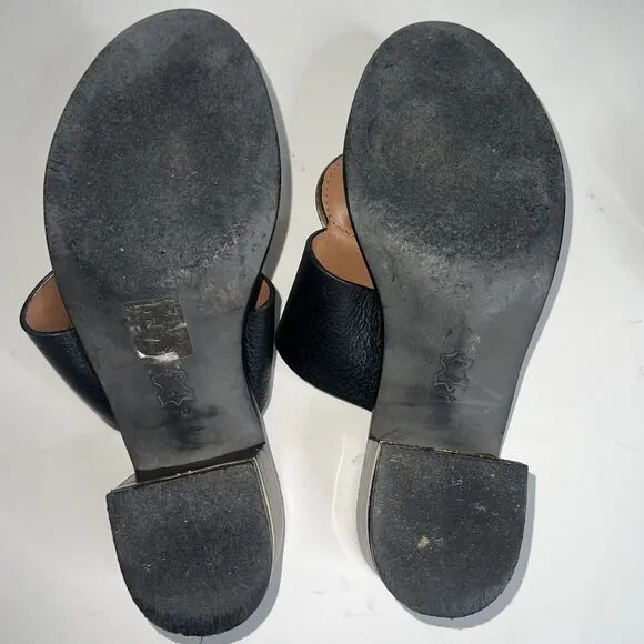 Tory Burch Patos Disc Black Leather Thong Sandals size 7M