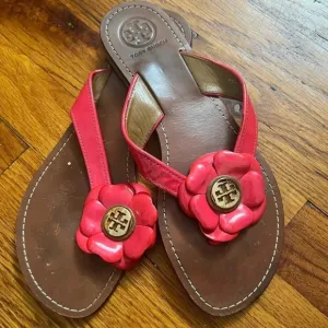 Tory Burch red flower sandals size 8