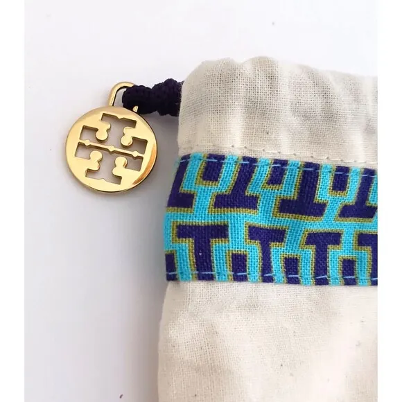 Tory Burch Roselle Gold Leather Laser Cut Logo Thong Slide Sandal w Dustbag Sz 6