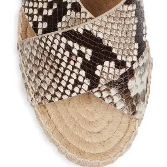 Tory Burch Shelby Snakeskin-Embossed Leather Espadrille Sandals, NWOT, Size 11