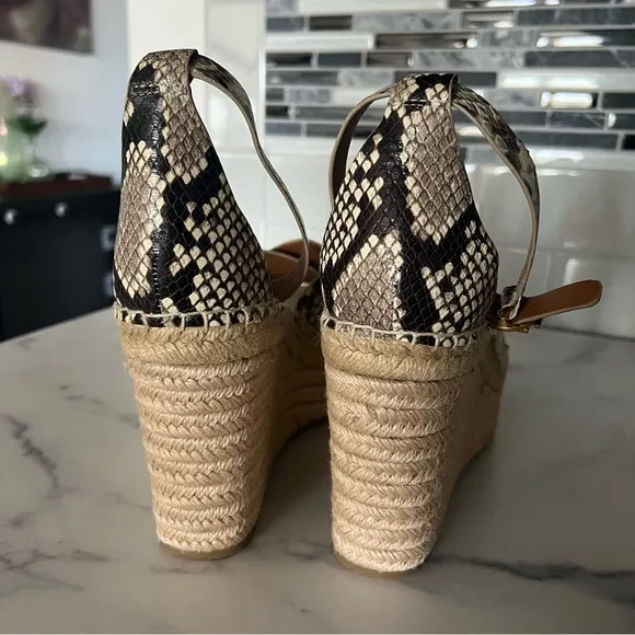 Tory Burch Shelby Snakeskin-Embossed Leather Espadrille Sandals, NWOT, Size 11