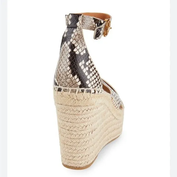 Tory Burch Shelby Snakeskin-Embossed Leather Espadrille Sandals, NWOT, Size 11