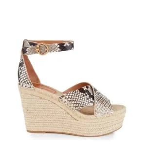 Tory Burch Shelby Snakeskin-Embossed Leather Espadrille Sandals, NWOT, Size 11
