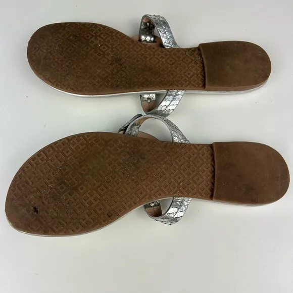 Tory Burch Silver Miller Women's Sandals Thong Size 8.5