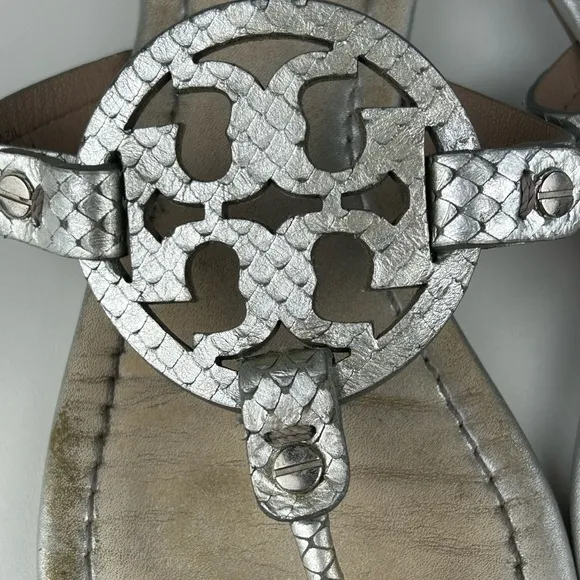Tory Burch Silver Miller Women's Sandals Thong Size 8.5