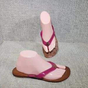 Tory Burch Thora Women's Size US 8M Fuchsia Patent Leather Thong Slip On Sandals