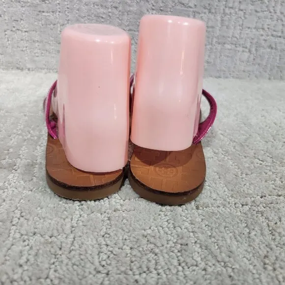 Tory Burch Thora Women's Size US 8M Fuchsia Patent Leather Thong Slip On Sandals