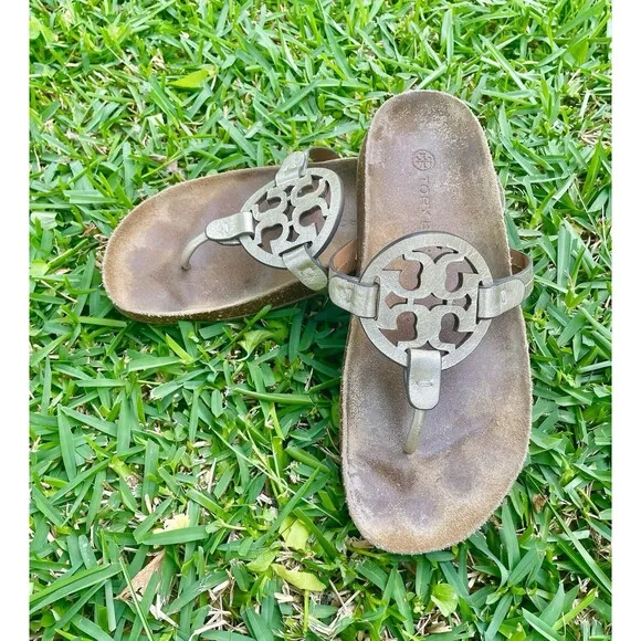 Tory Burch Women’s Miller Cloud Sandals Size 6.5 Spark Gold