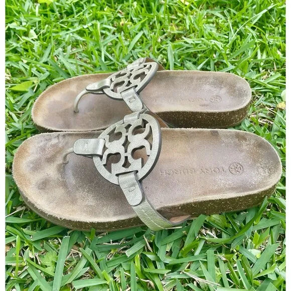 Tory Burch Women’s Miller Cloud Sandals Size 6.5 Spark Gold
