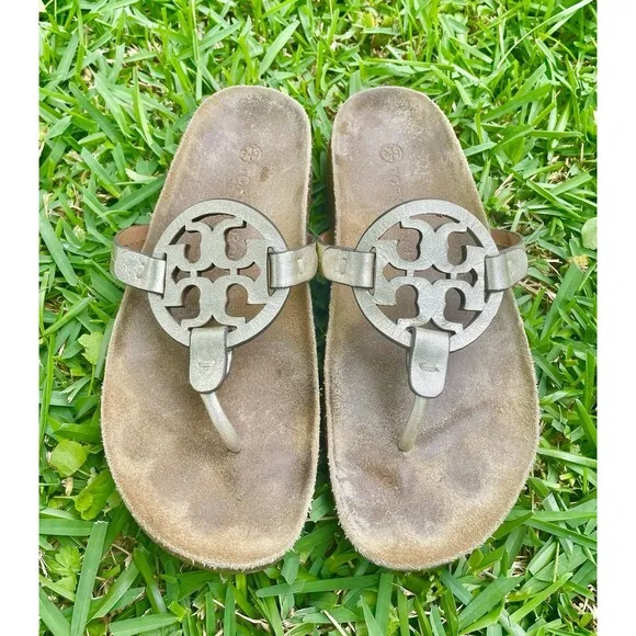 Tory Burch Women’s Miller Cloud Sandals Size 6.5 Spark Gold