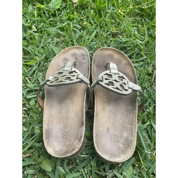 Tory Burch Women’s Miller Cloud Sandals Size 6.5 Spark Gold