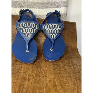 Tory Burch - Women's Thong Sandals - Blue Leather - Size 6.5 - Lightly Used