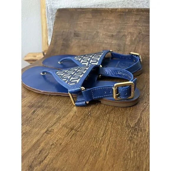 Tory Burch - Women's Thong Sandals - Blue Leather - Size 6.5 - Lightly Used