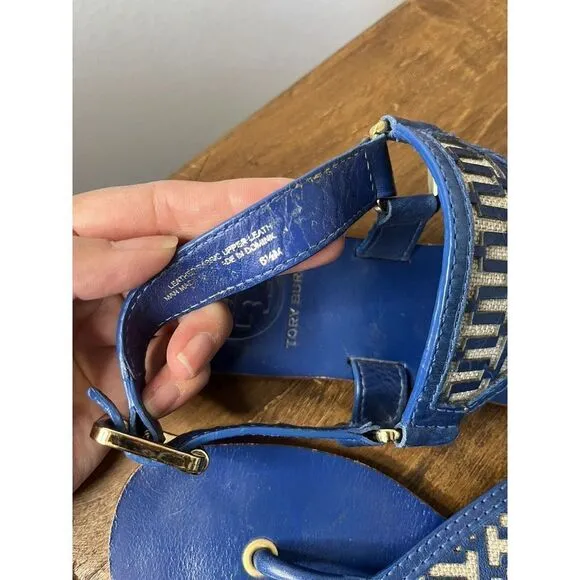 Tory Burch - Women's Thong Sandals - Blue Leather - Size 6.5 - Lightly Used