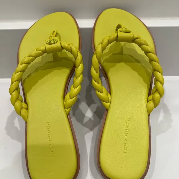 Tory Burch Yellow Braided Sandals
