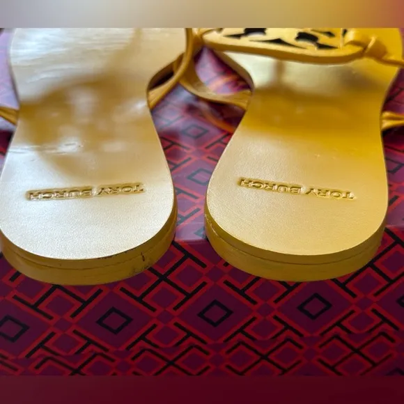 Tory Burch Yellow Miller Square Toe Sandals color cassia