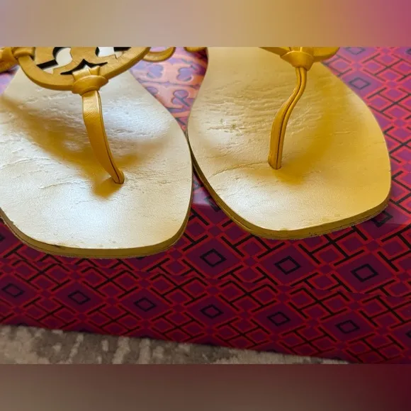 Tory Burch Yellow Miller Square Toe Sandals color cassia