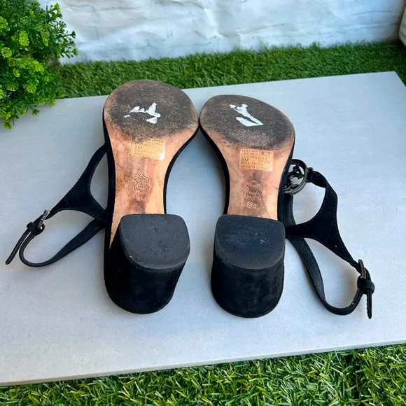 Tory BurchBlack Suede Crystal Embellishments T-Strap SandalsWomen's Size: 8
