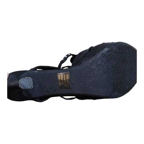 Touch Ups Lonnie Black Satin Platform Sandal Women's Size 8.5