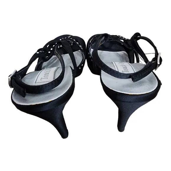 Touch Ups Lonnie Black Satin Platform Sandal Women's Size 8.5