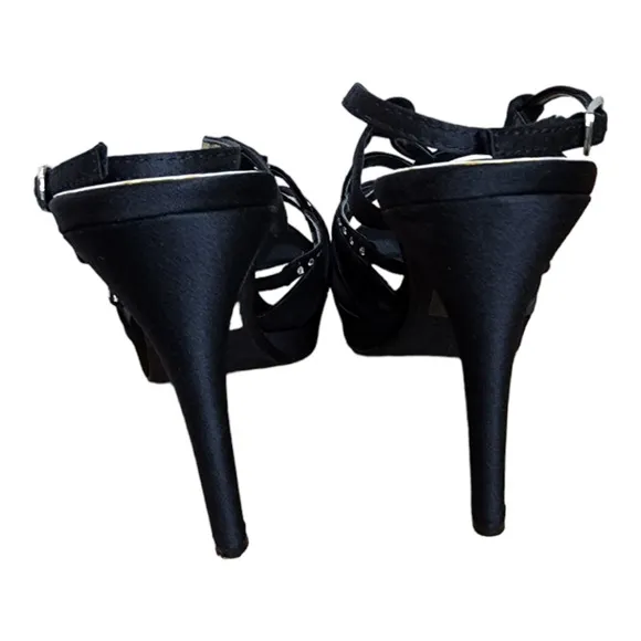 Touch Ups Lonnie Black Satin Platform Sandal Women's Size 8.5