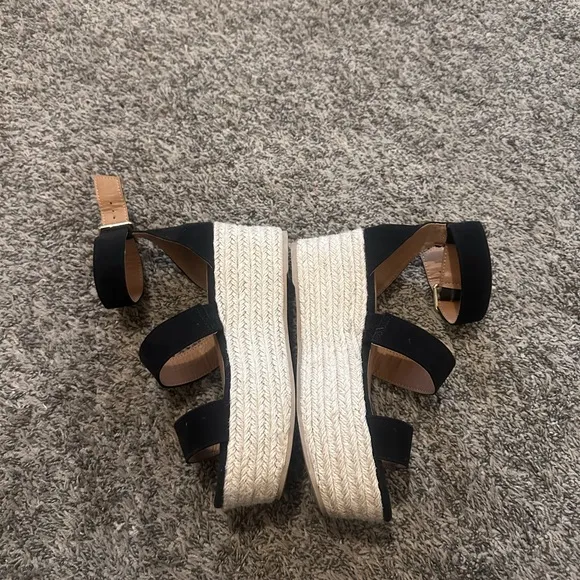 TRENDY ESPADRILLE PLATFORM SANDAL Size 7 Black