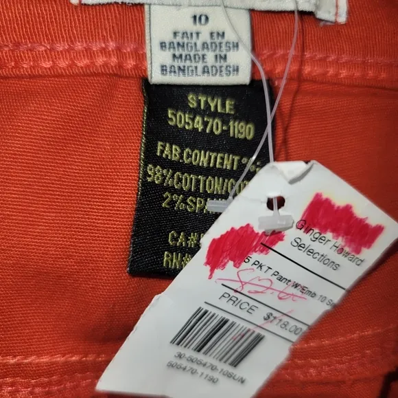 Tribal Jeans Burnt Orange Denim Cotton Straight Leg  Pants Jeans