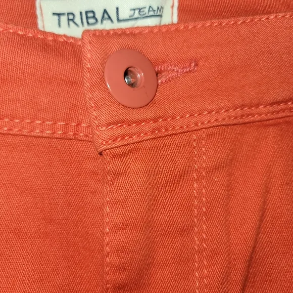 Tribal Jeans Burnt Orange Denim Cotton Straight Leg  Pants Jeans