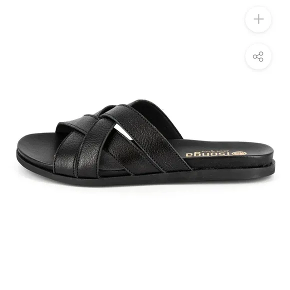 Tsonga leather slip on sandals South African flats black size 39 / US size 7.5