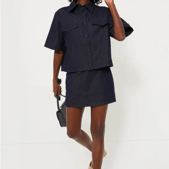 TUCKERNUCK Navy Denim Taryn Mini Skirt size small preppy nwt trendy