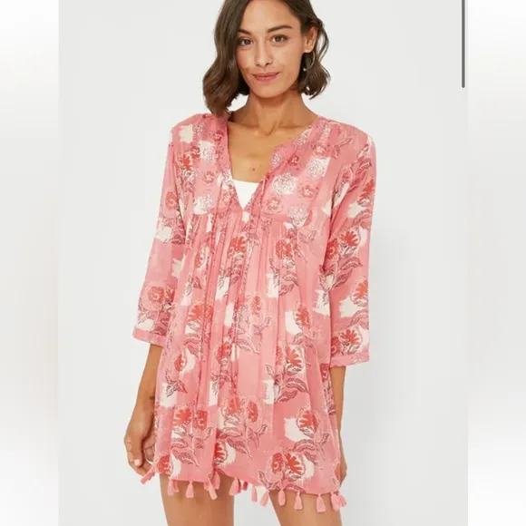 Tuckernuck RO’S GARDEN Dress Seychelles Beach Cover Up in Pink Denmark