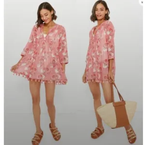 Tuckernuck RO’S GARDEN Dress Seychelles Beach Cover Up in Pink Denmark