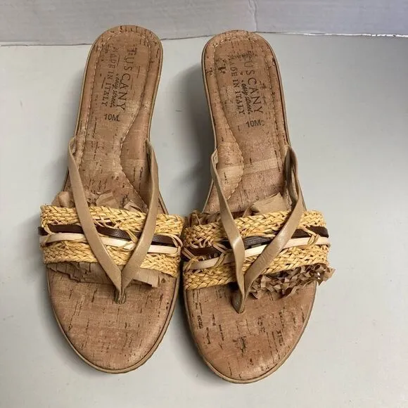 TUSCANY by Easy Street Women’s Tan Sandals Size 10M Made in Italy