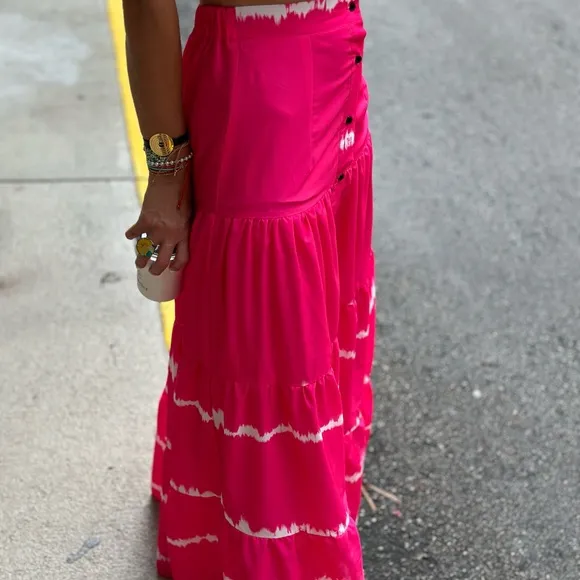 Two-Piece Tie-Dye Set – Hot Pink &amp; White
