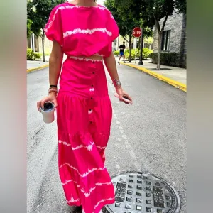 Two-Piece Tie-Dye Set – Hot Pink &amp; White