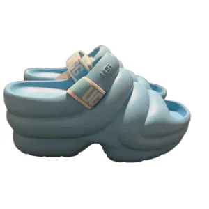 UGG Aww Yeah Blue Plateform Slide Sandals Size 9W