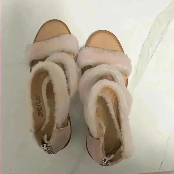 UGG Beige Fuzzy Sandals