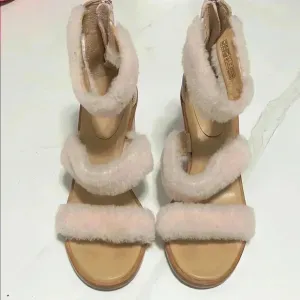 UGG Beige Fuzzy Sandals
