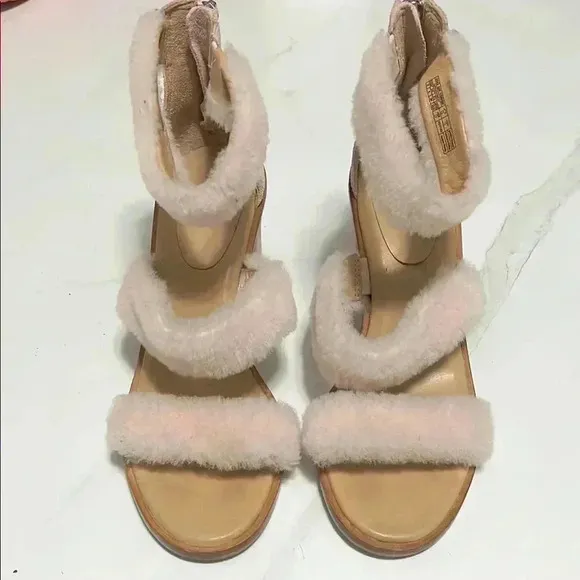 UGG Beige Fuzzy Sandals