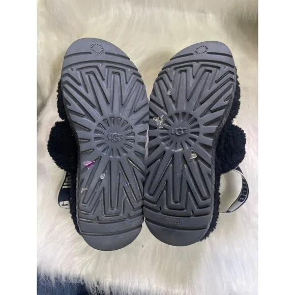 Ugg Black Fluffita Shearling Platform Sandals Size 9