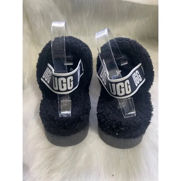 Ugg Black Fluffita Shearling Platform Sandals Size 9