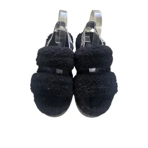 Ugg Black Fluffita Shearling Platform Sandals Size 9