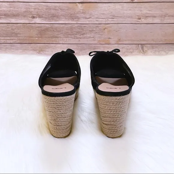 UGG Black Suede Giorgia Espadrille Wedge Sandals
