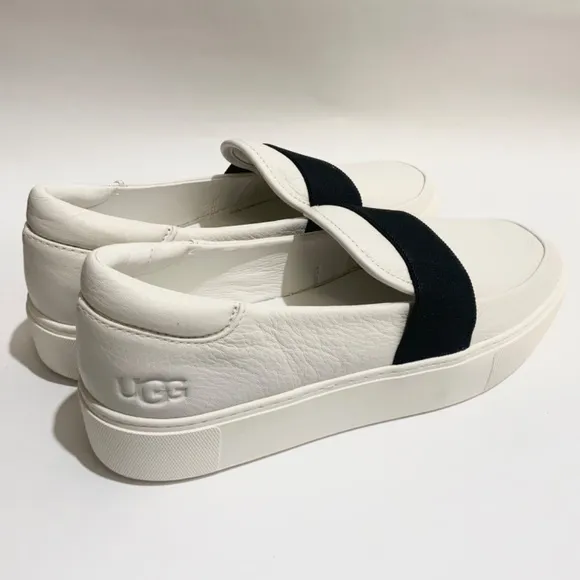 UGG Chayze WHITE LEATHER SLIP-ON FASHION SNEAKER COMFORTABLE FLAT SHOES LOAFERS