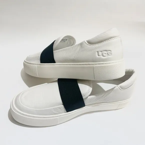 UGG Chayze WHITE LEATHER SLIP-ON FASHION SNEAKER COMFORTABLE FLAT SHOES LOAFERS