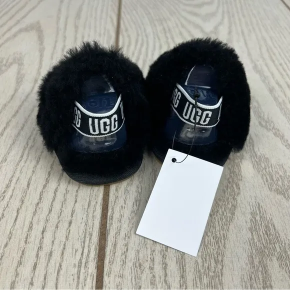 UGG Infant Fluff Yeah Furry Fuzzy Sandals 0/1 XS 0-6 months Black $55 Baby Sized