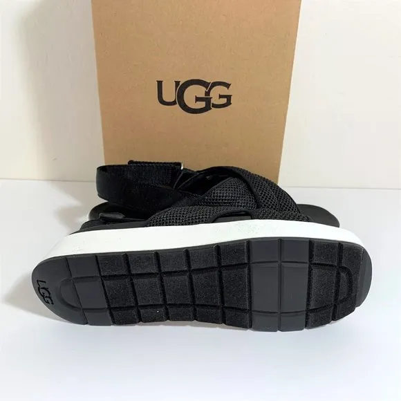 UGG Nella Slingback Sandals Mesh Strap Platform Black Size 9 NEW