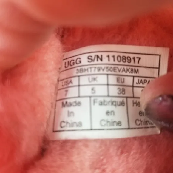 Ugg neon coral peach shearling  scruff slides slippers